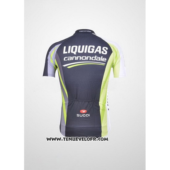 2011 Maillot Ciclismo Liquigas Cannondale Noir et Vert Manches Courtes et Cuissard